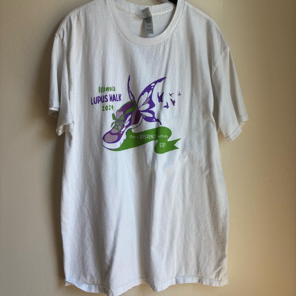 White Graphic T-Shirt, Lupus awareness walk 2024